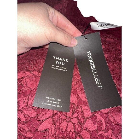 Valentino Guipure Lace & Wool Knit long Sleeve Dress Abito Sz M Red $3290 - Picture 5 of 14